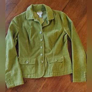 Talbots Corduroy Stretch Moss Green Blazer Women's Size 12